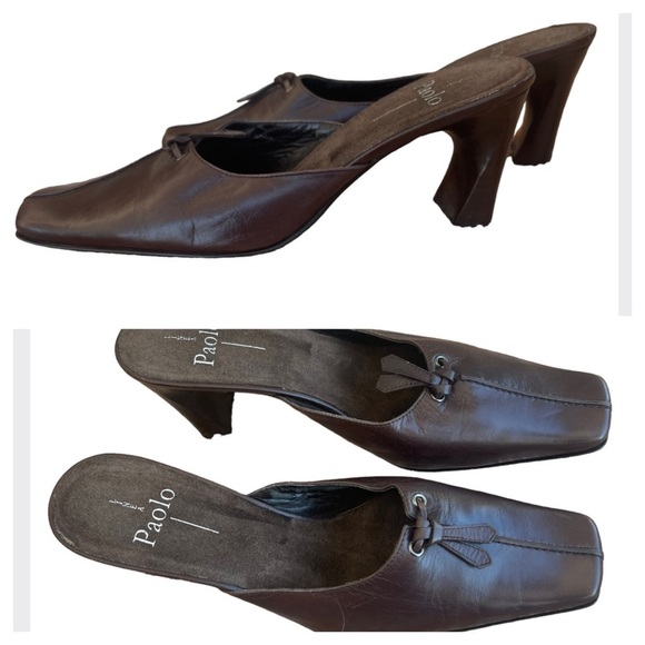 linea paolo Shoes - Linea Paolo vintage retro slip on leather classic heal designer square toe shoes